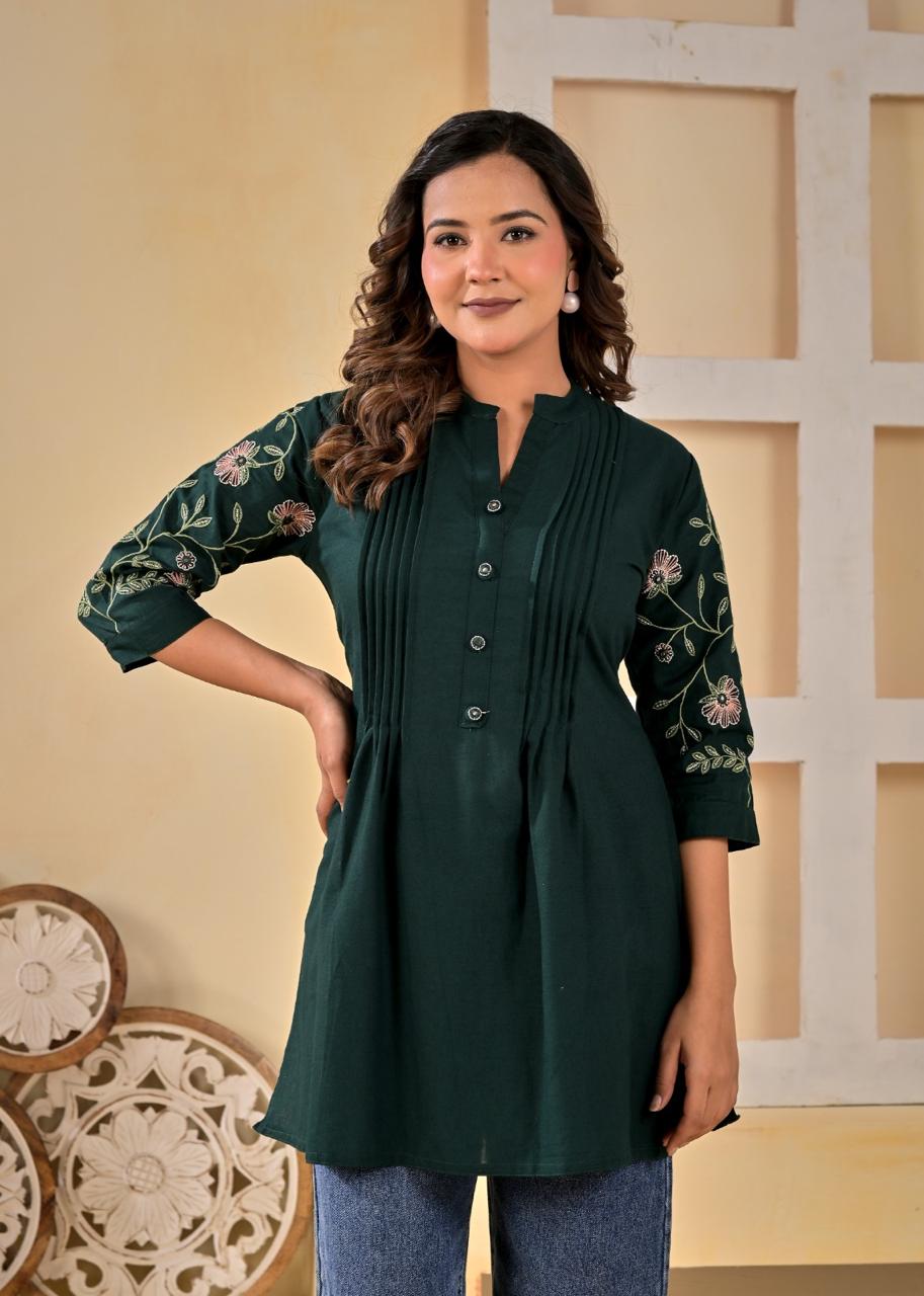 Embroidered Pintuck Straight Kurti – Classic Elegant Ethnic Wear