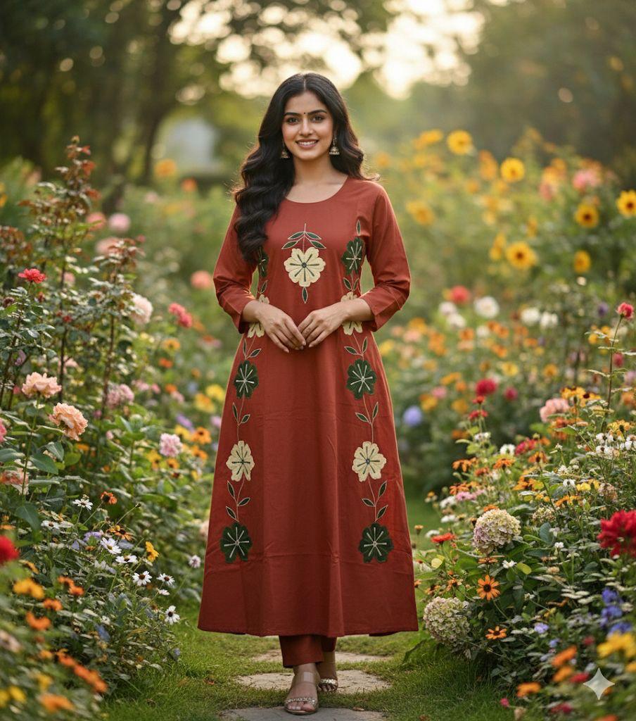 Floral Embroidered Straight Kurti – Elegant Everyday Ethnic Wear