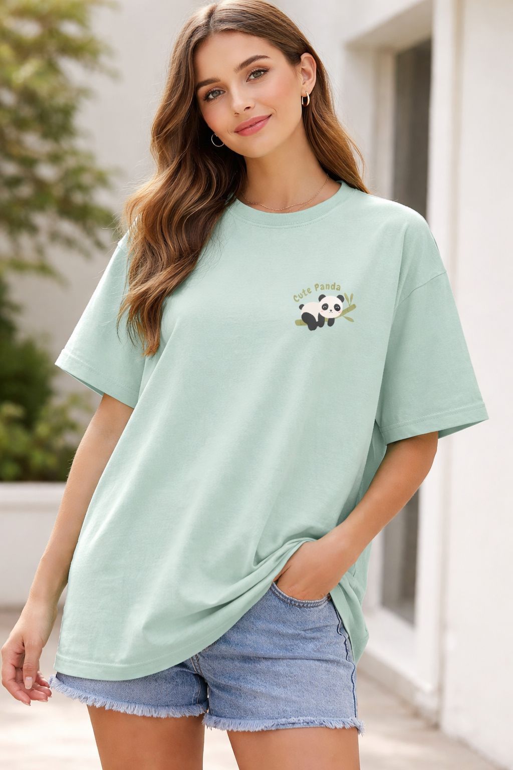 Premium Cotton Cute Panda Minimal Graphic Premium 240 GSM T-Shirt