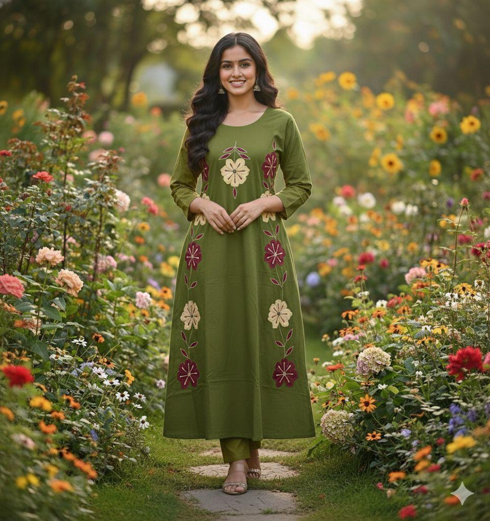 Floral Embroidered Straight Kurti – Elegant Everyday Ethnic Wear