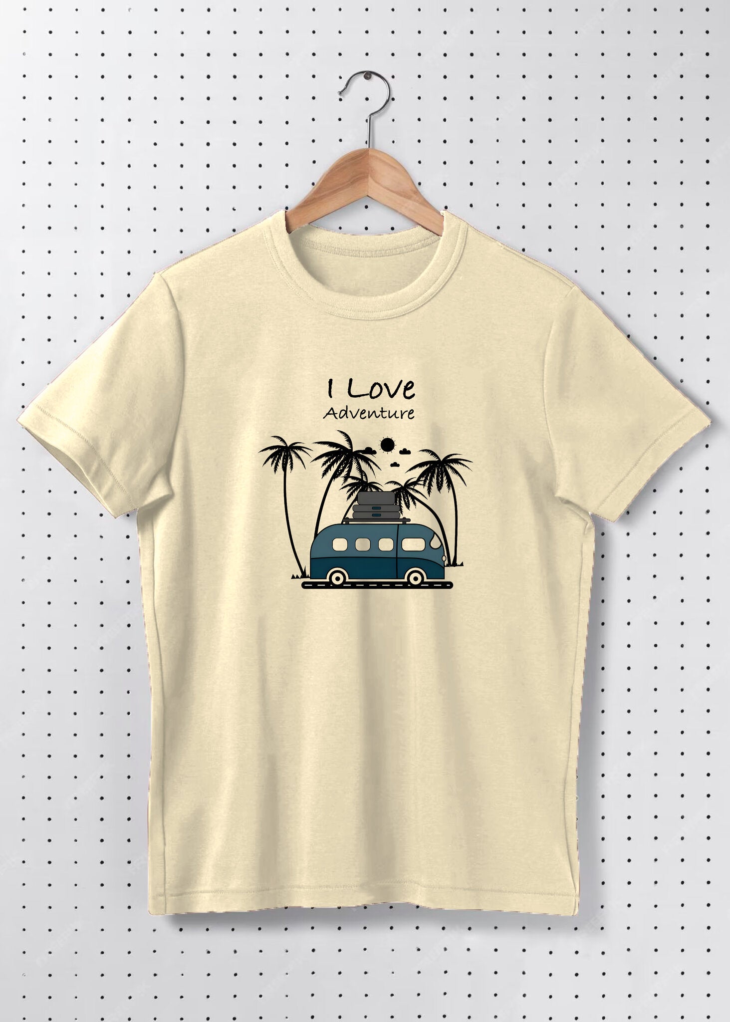 Premium Cotton “I Love Adventure” Minimal Travel Graphic Oversized T-Shirt