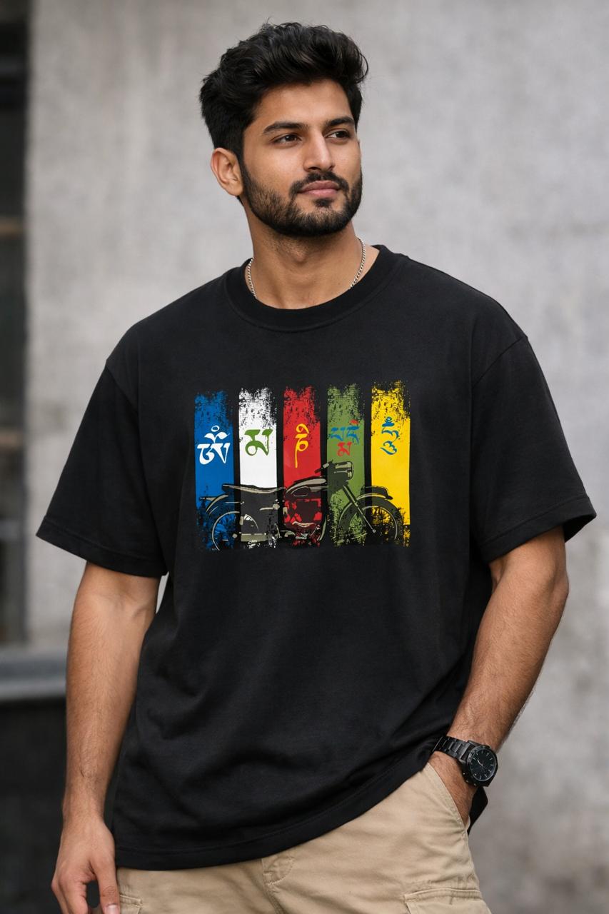 Premium Cotton Mantra Rider Graphic Oversized T-Shirt – Cultural Moto Streetwear