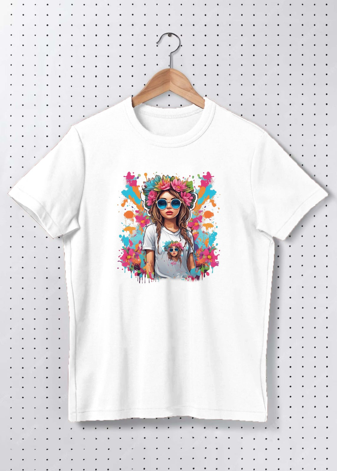 Premium Cotton Color Bloom Illustrated Graphic Oversized T-Shirt