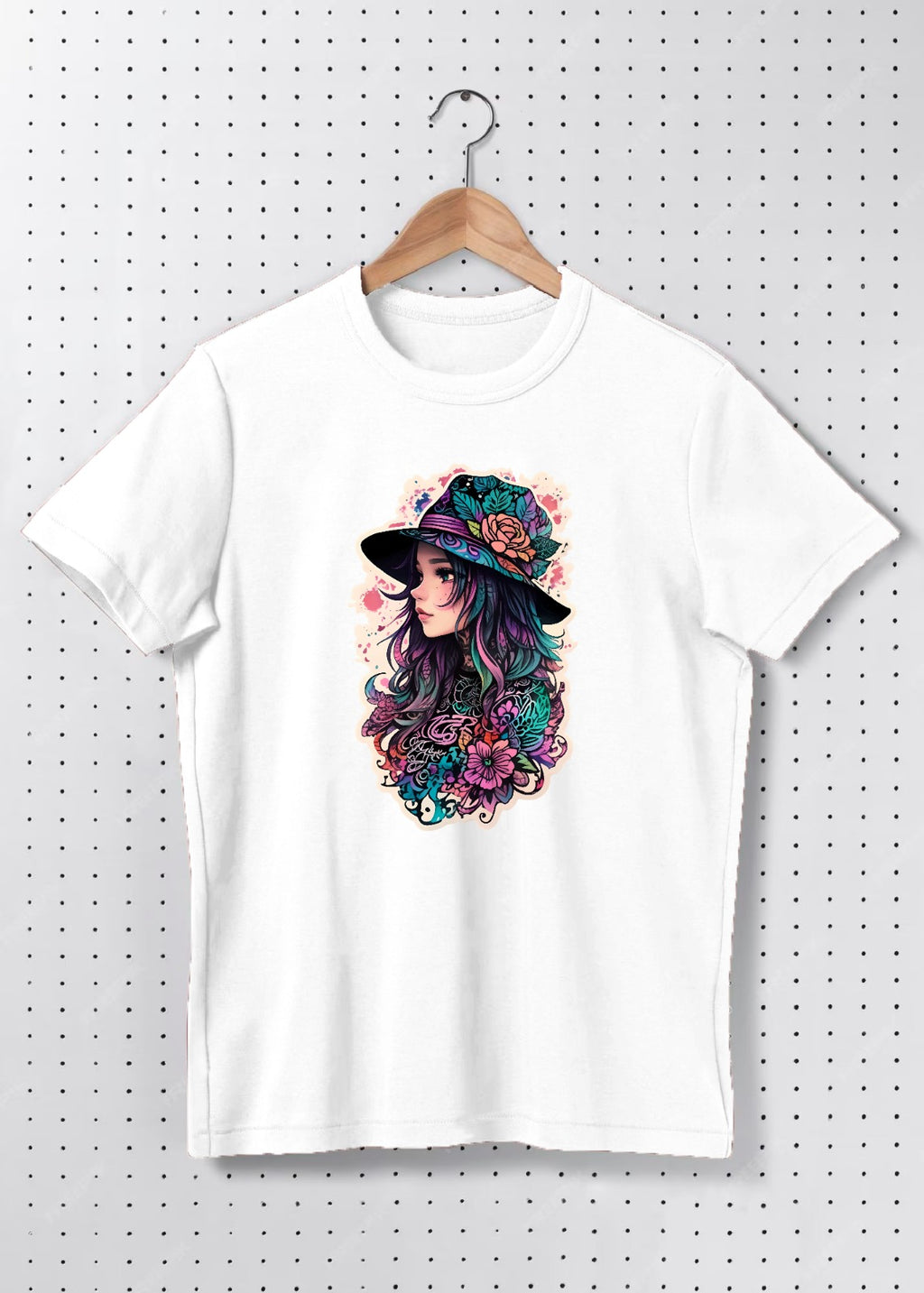 Premium Cotton Floral Muse Illustrated Graphic Oversized T-Shirt