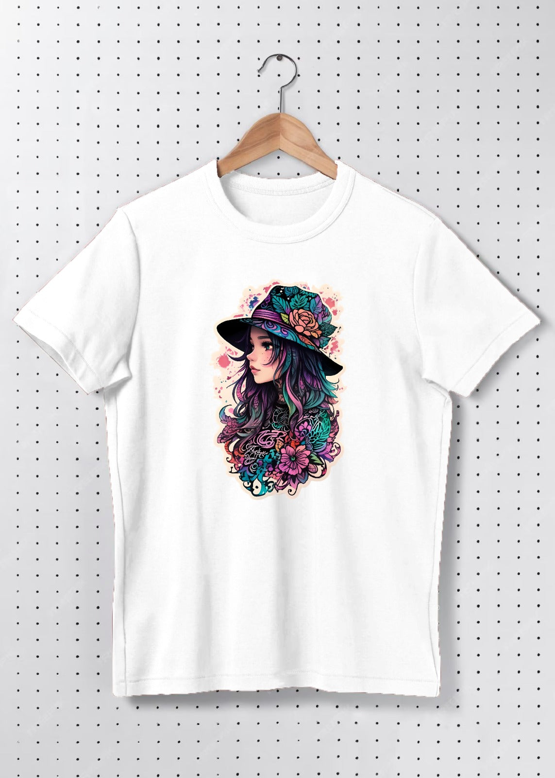 Premium Cotton Floral Muse Illustrated Graphic Oversized T-Shirt