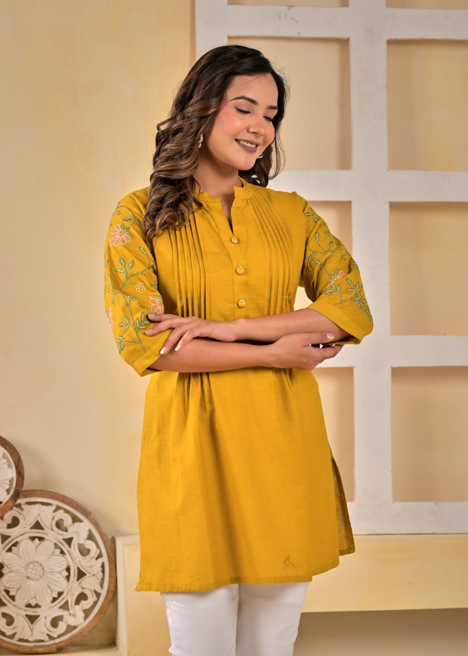Embroidered Pintuck Straight Kurti – Classic Elegant Ethnic Wear