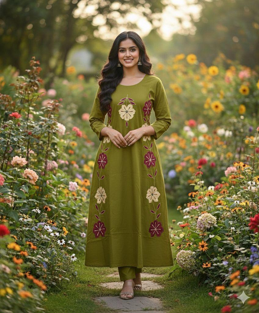 Floral Embroidered Straight Kurti – Elegant Everyday Ethnic Wear