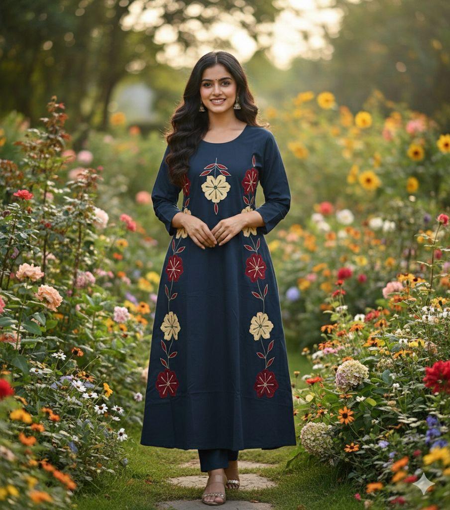 Floral Embroidered Straight Kurti – Elegant Everyday Ethnic Wear
